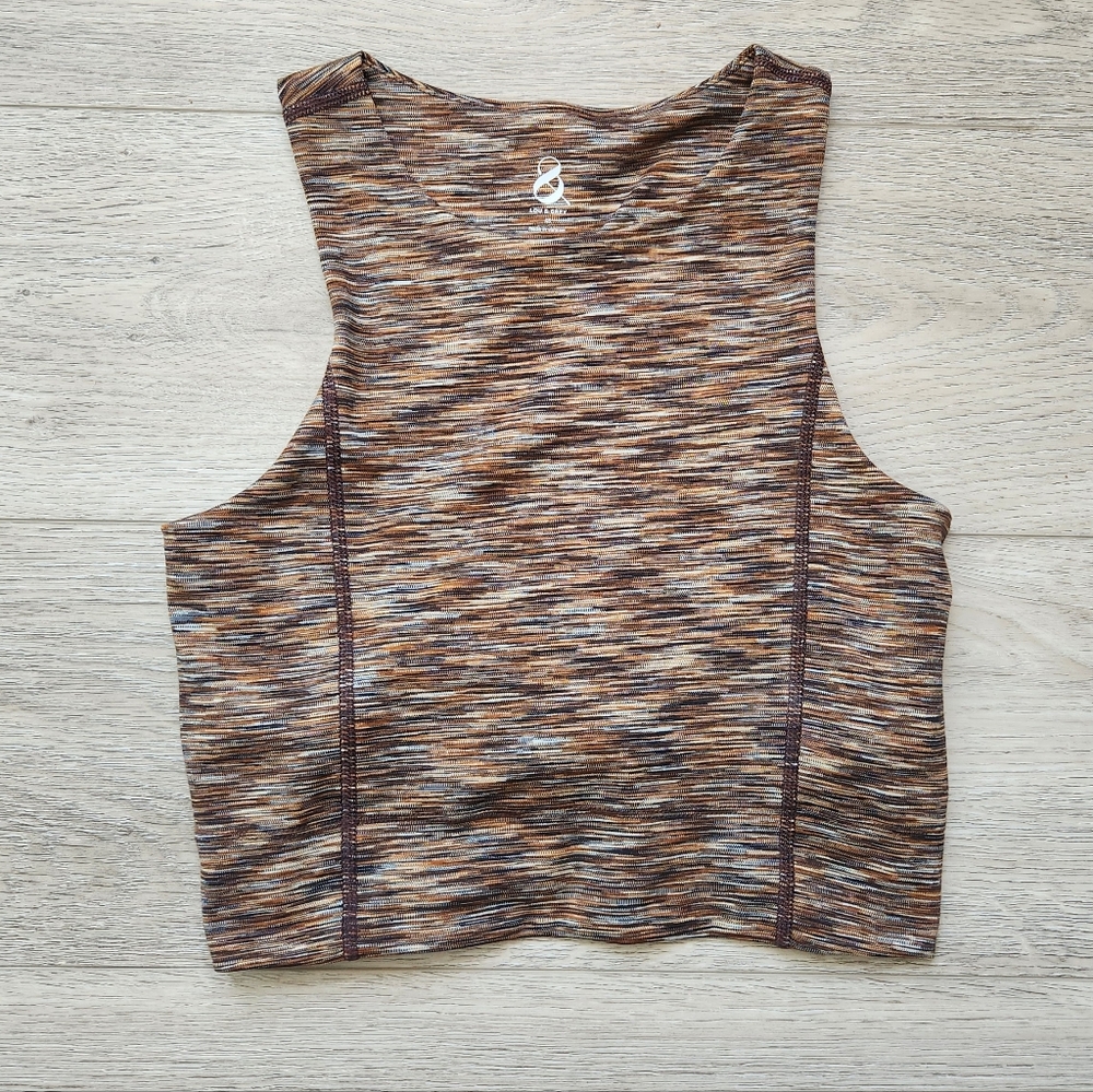 Lou & Grey Brown Black Spacedye Racerback Sports Bra Bralette Womens Xs